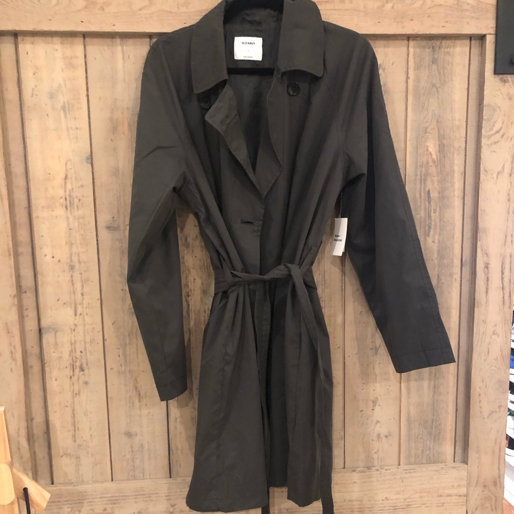 Old Navy Trench Coat- Dark Grey, Size Large NWT